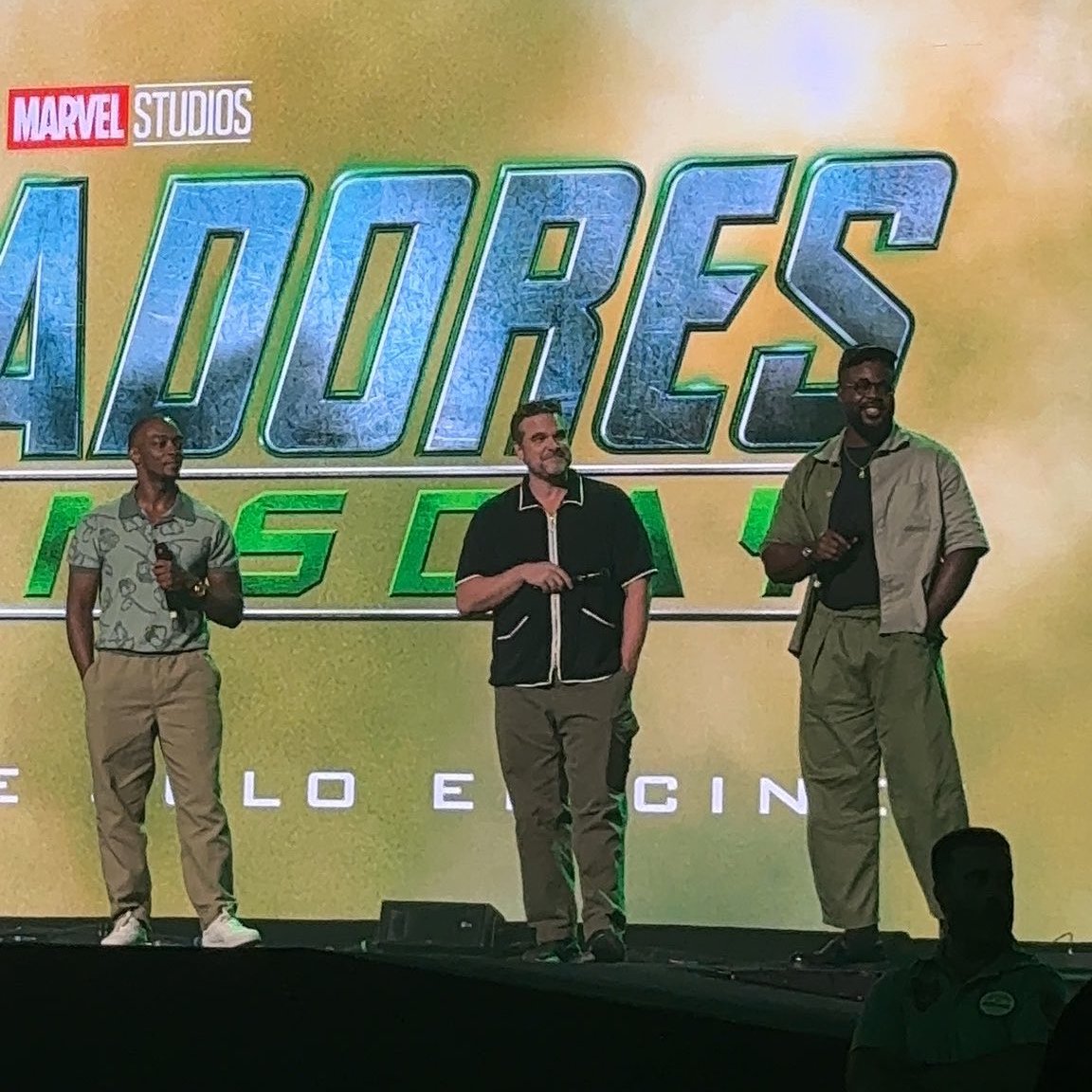 marvel_updat3s's tweet photo. Anthony Mackie, Winston Duke and David Harbour are now on stage to talk about ‘AVENGERS: DOOMSDAY’ at SDCC Málaga. https://t.co/ak6BK0K6UV