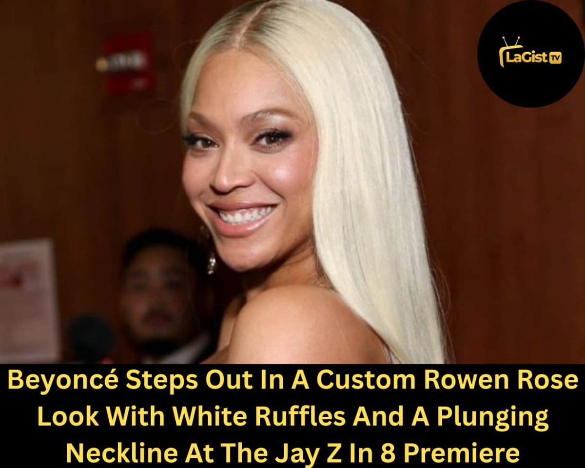 LagistTv's tweet photo. Beyoncé wore a custom Rowen Rose outfit to the JAY Z in 8 premiere. Think plunging neckline, white ruffled trim and sheer black tights. Yay or nay?
#Beyonce #RowenRose https://t.co/GPo4D2l47d
