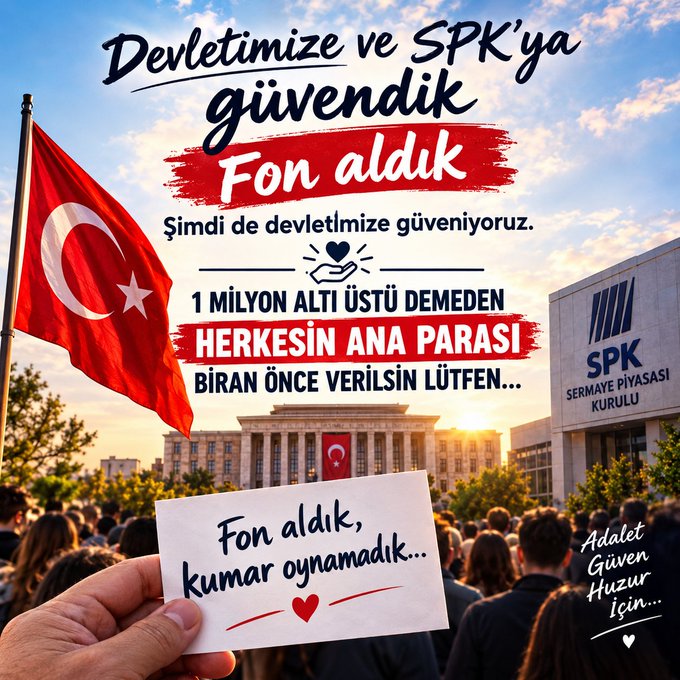 unsal_arsan's tweet photo. Biz paramızı yıllarca çalışarak kazandık.
Bir kısmını yatırım yaptık, bir kısmını geleceğimiz için tuttuk.
Şimdi ihtiyacımız olduğunda kendi paramıza ulaşmayı bekliyoruz.
Artık beklemek istemiyoruz.
Paramıza ihtiyacımız var.
ANAPARAMIZI İSTİYORUZ!
#HerFonaAnaPara
#AnaParayaResmiAciklama
#AnaParaTakvim