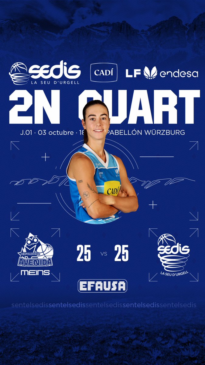 sedisbasquet's tweet photo. J01 #LFEndesa I 2Q

🟩🟦 @CBAvenida 25
🟦⬜️ @sedisbasquet 25

📍 Würzburg-Silvia Domínguez
📺 @Siroko_TV @MovistarPlus 

#sentelsedis🏔🏀 https://t.co/Rip6r5DxmO