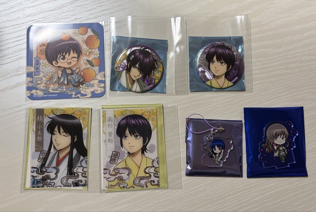 YU4ic's tweet photo. 【交換】銀魂暦　グッズ　萩市コラボ

譲：写真1枚目(志村新八、高杉晋助、桂小太郎、今井信女、吉田松陽)

求：写真2.3.4枚目💖(吉田松陽、朧、定春)

同種のみ
郵送交換
おまとめの方優先させていただきます

検索からでもお気軽にお声掛けください https://t.co/WUcRPzs0U3