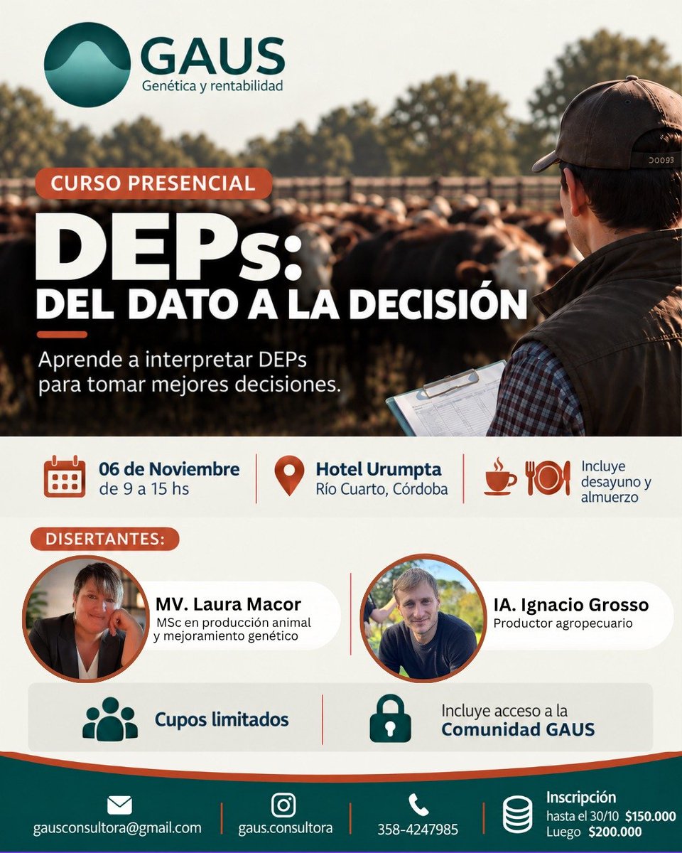 NachoGrosso95's tweet photo. Invitación al mundo ganadero: Jornada de interpretación de DEPs en RIO CUARTO 🐂 https://t.co/pkNUiu5xae