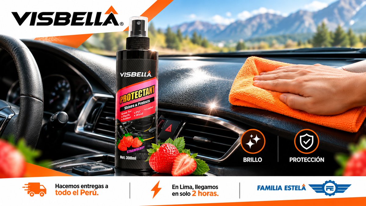 visbelladefe's tweet photo. 🍓 Este #MesDeLosMilagros, haz que tu tablero vuelva a brillar. ✨ VISBELLA Protectant Fresa: cuidado, brillo y aroma para el interior de tu auto. 🚗
🚚 Envíos a todo el Perú.
⚡ Lima en 2 horas.
#VISBELLA #SeñorDeLosMilagros #DetailingPeru #Automotriz https://t.co/XRkvdRL3Gr