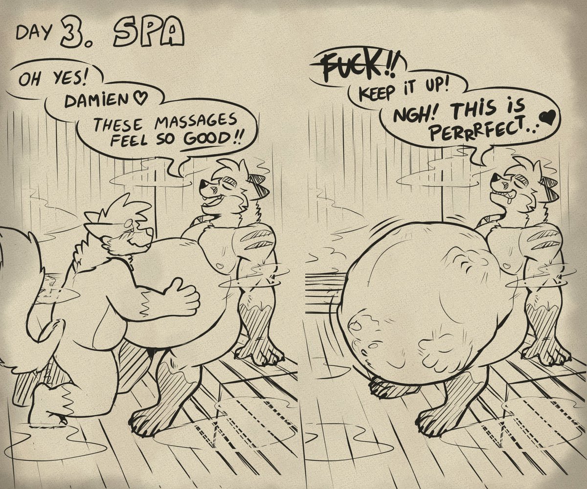 Yako_Fatfox's tweet photo. Day 3 : Spa

This spa is so relaxing... 
Ahh, I love those belly massages ❤️ 
... especially from the inside... *burp*

Thank you Damien

#Voretober26 #Sketch https://t.co/AfQUurdm4a