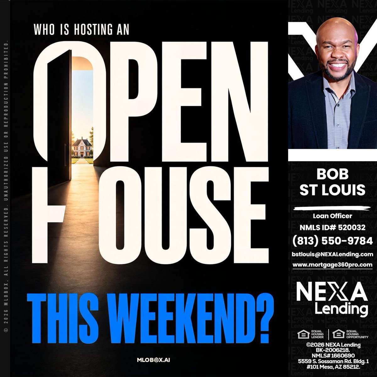 bobstlouis's tweet photo. Join us for an exciting open house this weekend! 🏡 Discover your dream home and get all your questions answered. Don't miss out! DM me for details! 😊 #OpenHouse #DreamHome #RealEstate

 📧 info@mortgage360pro.com

 📞 813-550-9784 https://t.co/JeamrZ5c6R