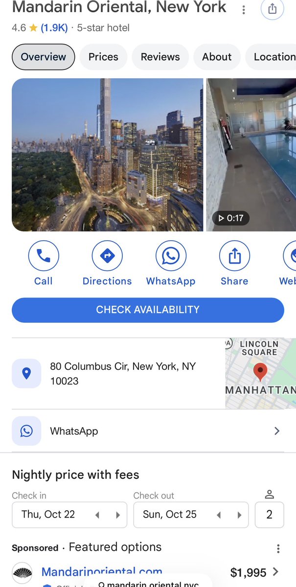 WalksWallstreet's tweet photo. The wealth divide, especially in Tier 1 cities is accelerating at breakneck speed!

Just look at Luxury Hotel Prices, easily up 100% y/y if not more 

I remember last year you could book a night at the Park Hyatt NY for around $900 per night 

Now it’s $1,700 for the cheapest room, and a good discounted price is probably around $1,400.

Entry level prices 5 Star Hotels NYC 👇🏻

📍Park Hyatt New York $1,700
📍Mandarin Oriental      $2,000
📍Aman New York.         $4,200
📍The Plaza Hotel.          $2,000
📍St. Regis New York.    $2,100
📍The Peninsula.             $3,000
📍 The Four Seasons.    $2,900

I also continue to be extremely bullish on luxury and ultra luxury residential real estate in New York City

So far, everyone has gotten it completely wrong

Everyone said @NYCMayor would drive the ultra wealthy and billionaires out of New York City

I said the opposite, I said you would have an explosion in ultra wealthy and billionaires in New York City and the Upper 1% of the economy would boom like you’ve never seen

It’s a bull market for the 1% in NYC