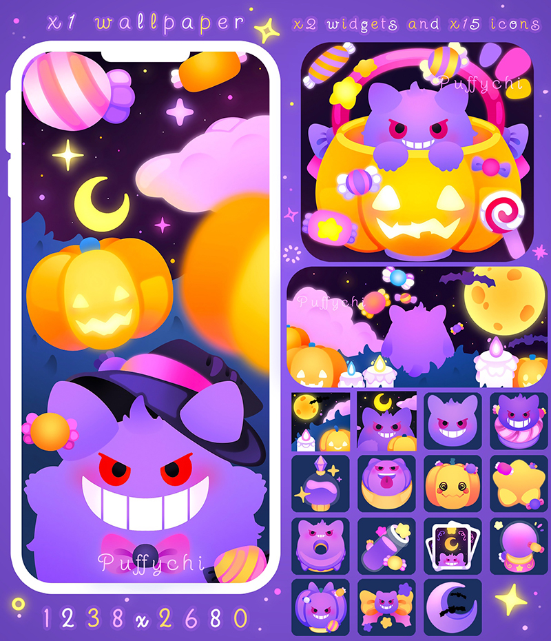 puffychii's tweet photo. All my spooky phone themes 💜🎃✨ https://t.co/8Apf0CYtPq