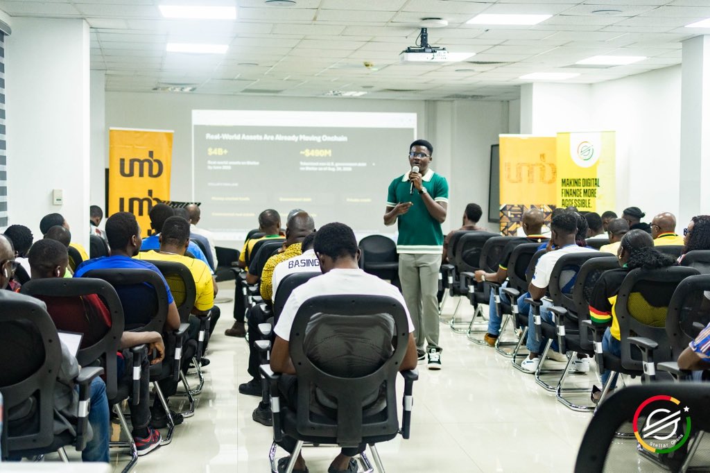 blcvkman's tweet photo. Last week, we took @StellarOrg into UMB’s Head Office in Accra 🇬🇭

The conversation wasn’t about replacing banking infrastructure. It was about where blockchain can actually add value to what banks already do: payments, settlement, stablecoins, tokenisation and RWAs.

With #MoneyGram, #PYUSD and now #DTCC all connecting to Stellar in different ways, these conversations are no longer theoretical.

Hopefully, we get to do this with more banks and financial institutions looking to explore what they can actually build on-chain. ⭐