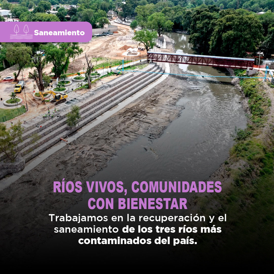 conagua_mx's tweet photo. Tener ríos limpios significa cuidar la salud, el ambiente y la dignidad de las comunidades.

El @GobiernoMX avanza en el saneamiento y restauración de los tres ríos más contaminados del país.

Restaurando ríos, transformando vidas. 🌿💧 https://t.co/yjj72OFMlH