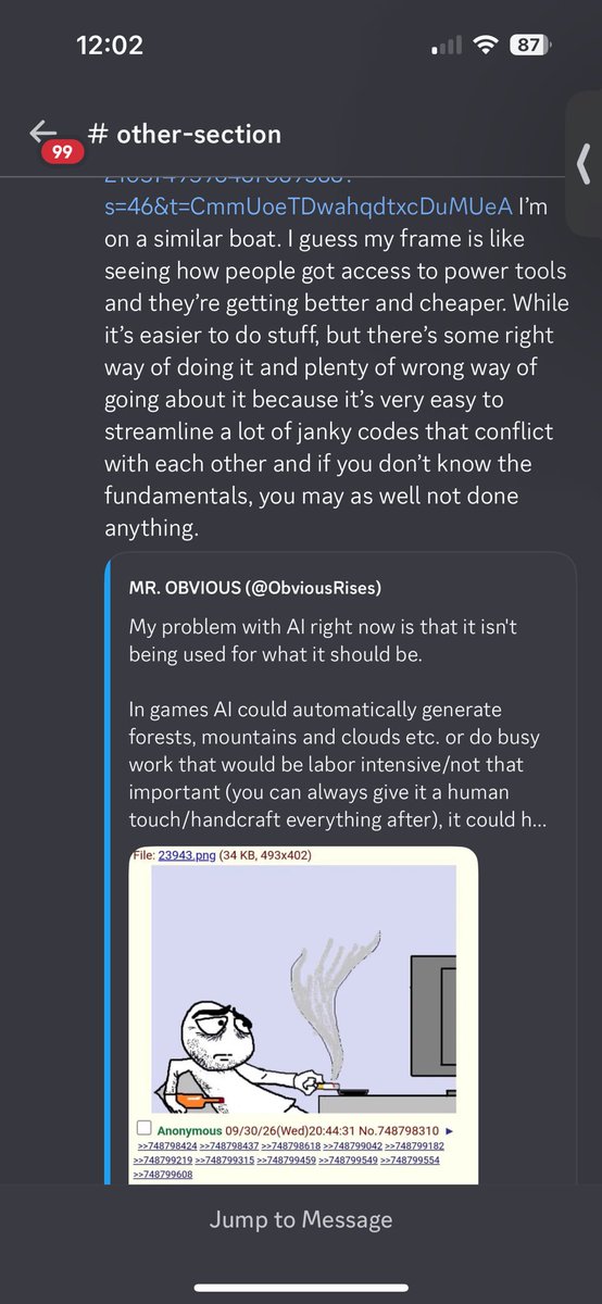 _Kroboldo's tweet photo. @ToxicChudArtist I got kicked out of some art circles for being neutral to being for them. I view it like a power tool. Unless you know the fundamentals to check its generation and work with it, it’s quite powerful, but could be abused. https://t.co/IGND4rG02N
