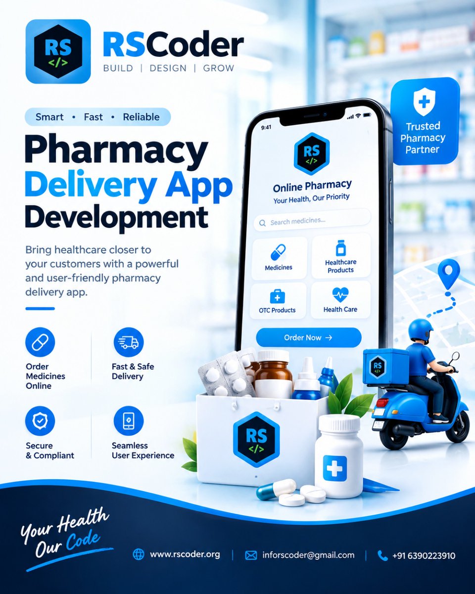 Rscoder8's tweet photo. 💊 Pharmacy Delivery App Development

📱 Online ordering
🚚 Delivery tracking
🔐 Secure experience
💳 Payment integration
Build your digital pharmacy with RSCoder.
🌐 https://t.co/H4Sp5Svecz
📞 +91 6390223910
#PharmacyApp #HealthcareApp #AppDevelopment #RSCoder https://t.co/UiaOacwbRi