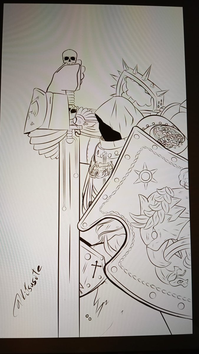 kitsusite's tweet photo. I swear I'm going to finish it... But I got really motivated by day 3 😅

#WarhammerCommunity #Warhammer40k #WarhammerArt #DarkAngels #LionElJonson #SpaceMarines #Inktober #inktober2026 https://t.co/mFcAkH80kq