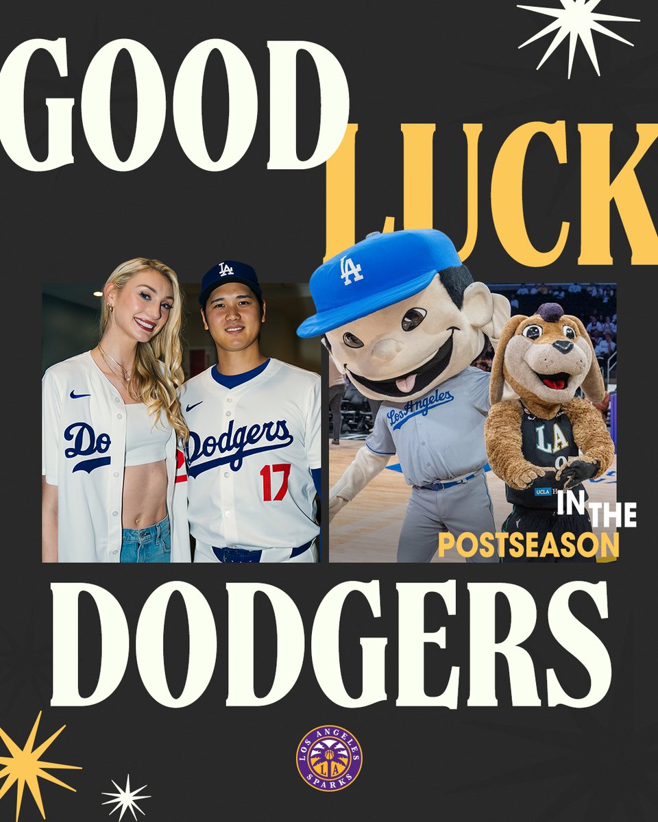 LASparks's tweet photo. The quest for a three-peat starts today. 

Best of luck in the postseason, @Dodgers! https://t.co/c7y7yjBbdc
