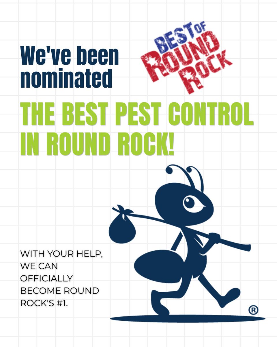 stridepest's tweet photo. ๐๐ Round Rock, we need your vote!
Stride Pest Control has been nominated for Best Pest Control in Round Rock through the CommunityVotes Round Rock 2026 campaign! ๐
https://t.co/tpAFT5XtWT
#StridePestControl #CommunityVotes #RoundRockTX #RoundRock #PestControl https://t.co/GyLsuz7Aa9