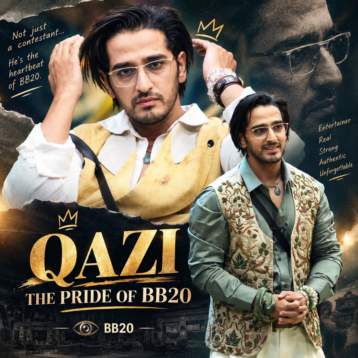 DipankarJo18390's tweet photo. QAZI THE PRIDE OF BB20

Whether he is being praised or criticised, one thing remains constant. Qazi stays at the centre of the conversation. That’s the impact of a true main character

#QaziTouqeer • #BiggBoss20 • #BB20 https://t.co/cGB6kItJsv