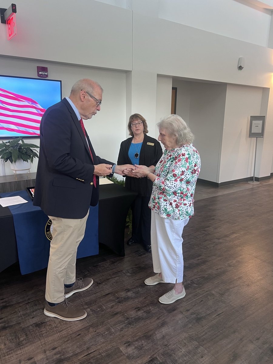 RepMGriffith's tweet photo. Veterans who lose their medals can rely on my office to help recover replacements.

In September, I presented replacement medals, including a Purple Heart, to honor the Vietnam service of the late Gary Winebarger.

I presented the medals to his widow in Wise County. https://t.co/hf6JVgCK1C
