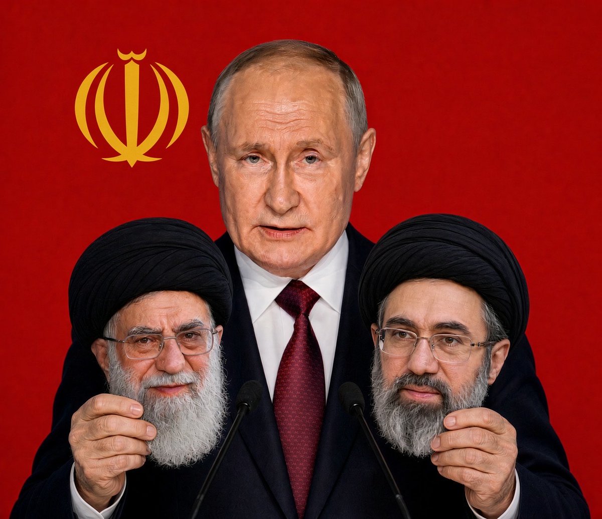 king_fishpoet's tweet photo. رهبر واقعی این شوروی اسلامی نه موشعلی بود، نه آن مقوای مفقود. تعارف را کنار بگذارید، سررشتهٔ این اوباش همیشه دست پوتین بود. سپاه هم بعد از کنار زدن سران تاریخ‌مصرف‌گذشته، همان راه عوامل کاگ‌ب را می‌رود: کندن رخت نظامی و پوشیدن لباس الیگارشی.
#موج_ضد_روسی https://t.co/CyR6lQ8MA6