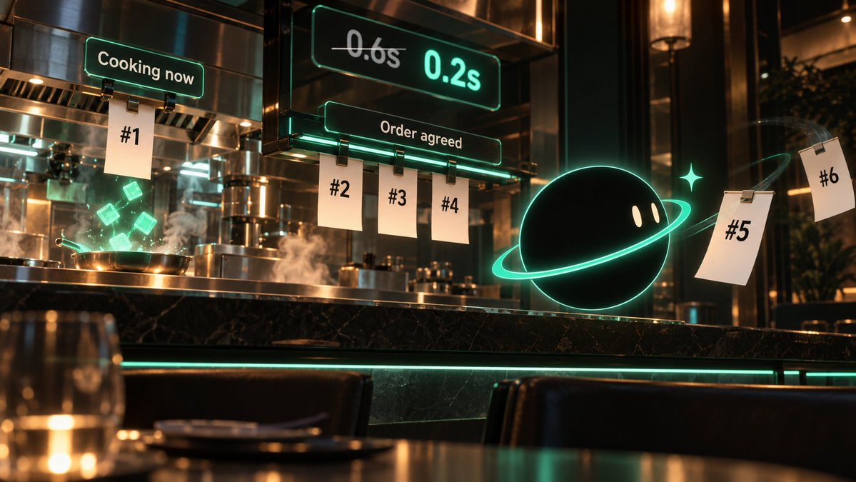 SingulartyNEAR's tweet photo. $NEAR is getting faster. The next upgrade, SPICE, is a big step toward Nightshade 3.0 and works like a busy restaurant. Today the waiter waits for the kitchen to cook before taking the next order. With SPICE, the waiter just keeps taking orders while the kitchen cooks. Blocks go from 0.6s to 0.2s, about 3x faster, and payments feel final in around 0.4s. 🍽️👨‍🍳⏱️🚀⚡️ source: https://t.co/pQZ3ph7pCj