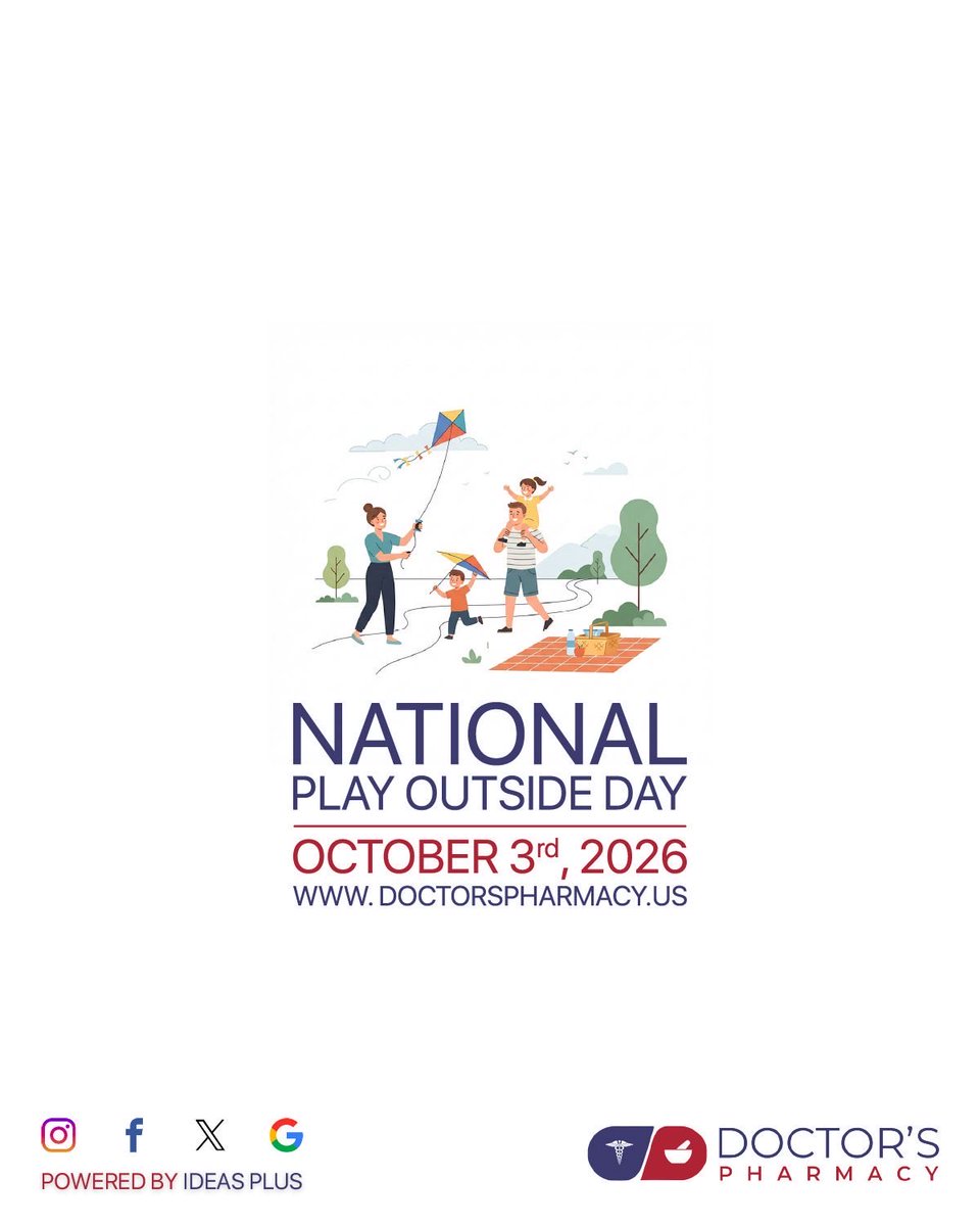 godoctorsrx's tweet photo. National Play Outside Day is a reminder to step away from screens, get some fresh air, and enjoy the simple fun of being outdoors. Play, explore, move, and make the most of the day outside.

#NationalPlayOutsideDay #PlayOutside #OutdoorFun #GetOutside #StayActive https://t.co/xNdRpGE8LQ