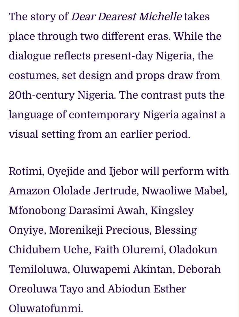 TarahhStudios's tweet photo. @TheSharonRotimi , @chabodoxazo and Nosakhare Ijebor will lead Dear Dearest Michelle, the third instalment of Tarahh's A Play by Tarahh series, set for the stage in Ibadan on February 13, 2027.

Catch the full cast and story reveal here:

https://t.co/azmca0yQ0f https://t.co/vOuJ7zeedf