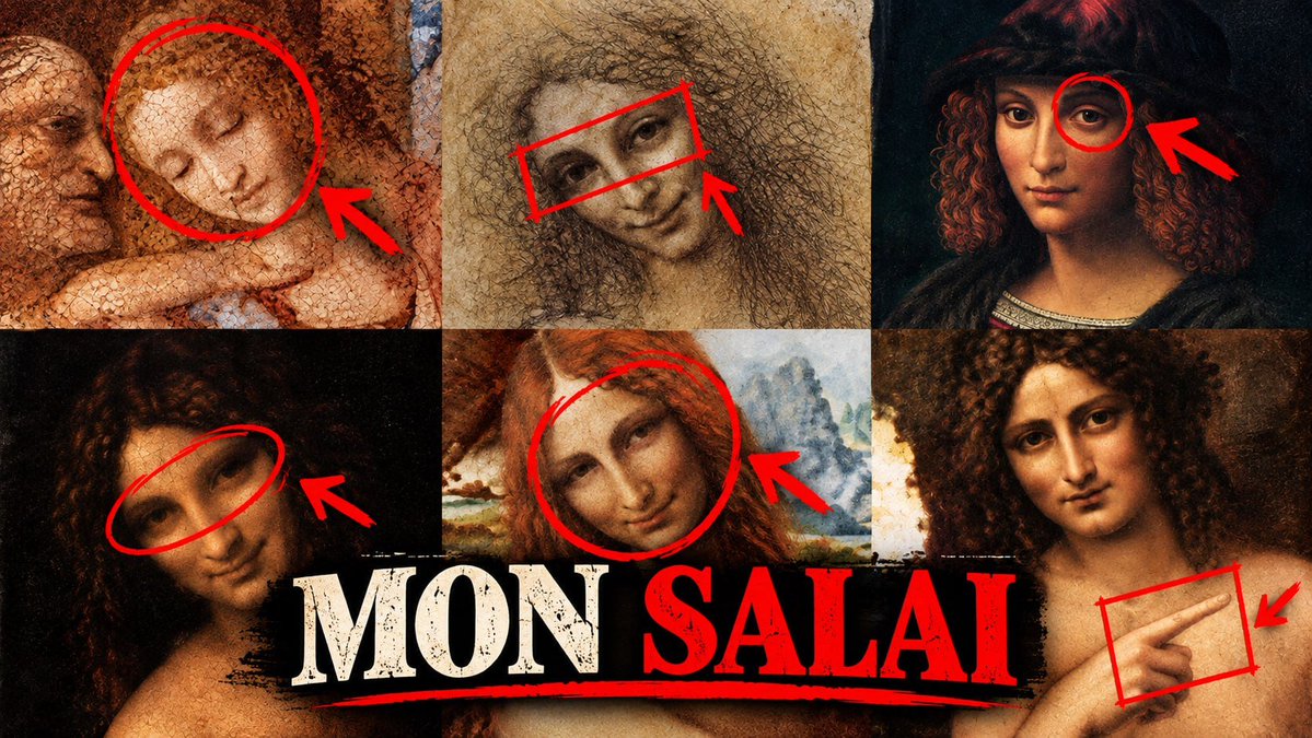 JackStr42679640's tweet photo. There is an art theory that Mona Lisa is an anagram of Mon Salai. Shift the letters slightly and a hidden name appears. Coincidence?

Mon Salai—Gian Giacomo Caprotti—was Leonardo da Vinci’s favorite apprentice for more than twenty-five years. Nicknamed “Little Devil,” he was notorious for his wild behavior. Yet modern researchers claim a striking find from high-resolution infrared analysis of the painting.

Under heavy magnification, micro-letters are said to appear inside the portrait’s eyes: an “L” in the right eye and an “S” in the left. “L” is read as Leonardo; “S,” the theory holds, points to Salai.

Stranger still, when known portraits of Salai are superimposed on the Mona Lisa, the facial structure, the nose, and the enigmatic smile are said to align almost perfectly. The strongest evidence, though, was never on the canvas. It was buried in Leonardo’s personal journals.

The Louvre and most art historians treat the letters in the eyes as pareidolia, and the anagram does not map cleanly without forcing the letters.
