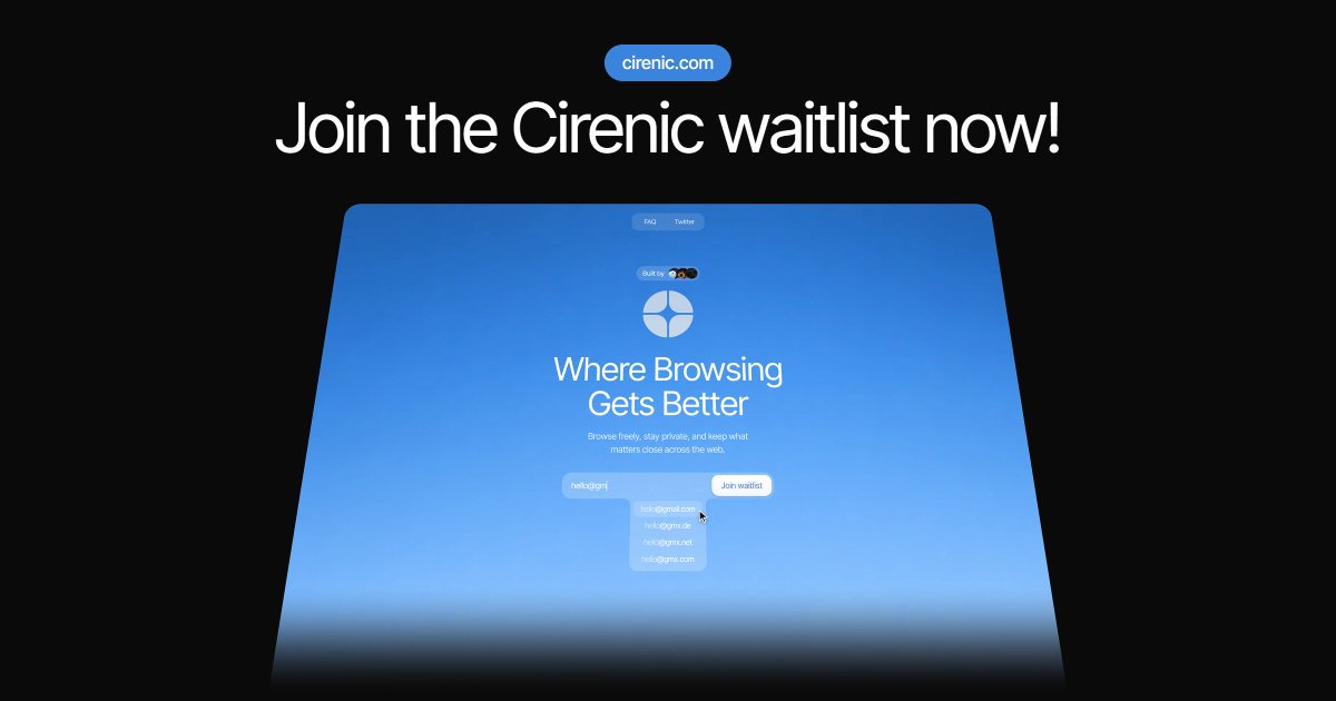 itsluneri's tweet photo. Browsing should be private by default.

That's why we're building @CirenicBrowser. It's fully customizable, blocks trackers and ads, and is free and open source.

Built with @blueemi99 and @LexnLin. https://t.co/PIzcDOcxF8