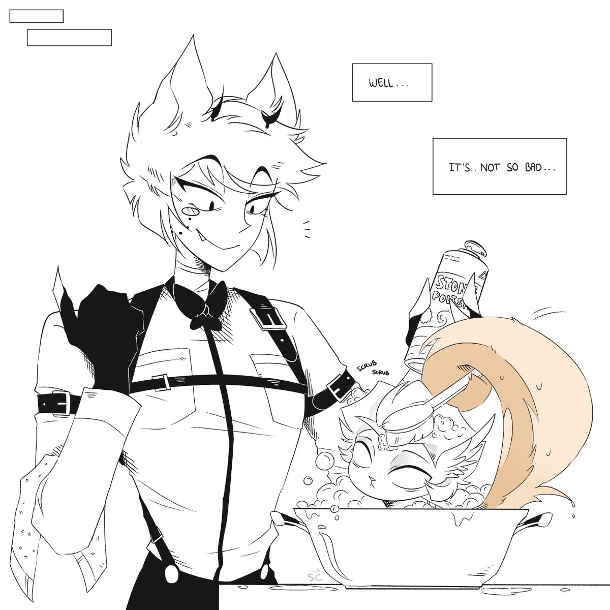 DudeBazingga's tweet photo. How to care for animals 101
✨ A new Chapter ✨ 
The Damned... and The Gentleman! (1)
.
.
#HazbinHotel #LuciferHazbinHotel #Alastor #Cursedcatalastor #Lucicat #Radioapple https://t.co/4HhI2AqtG6