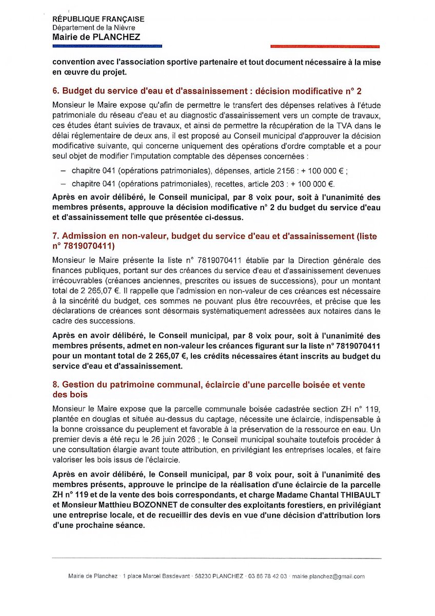 com_planchez's tweet photo. Approbation des procès-verbaux, protection fonctionnelle du Maire et urbanisme : découvrez les décisions clés des conseils municipaux de Planchez en juillet et septembre 2026. https://t.co/Q96G4VWmnc