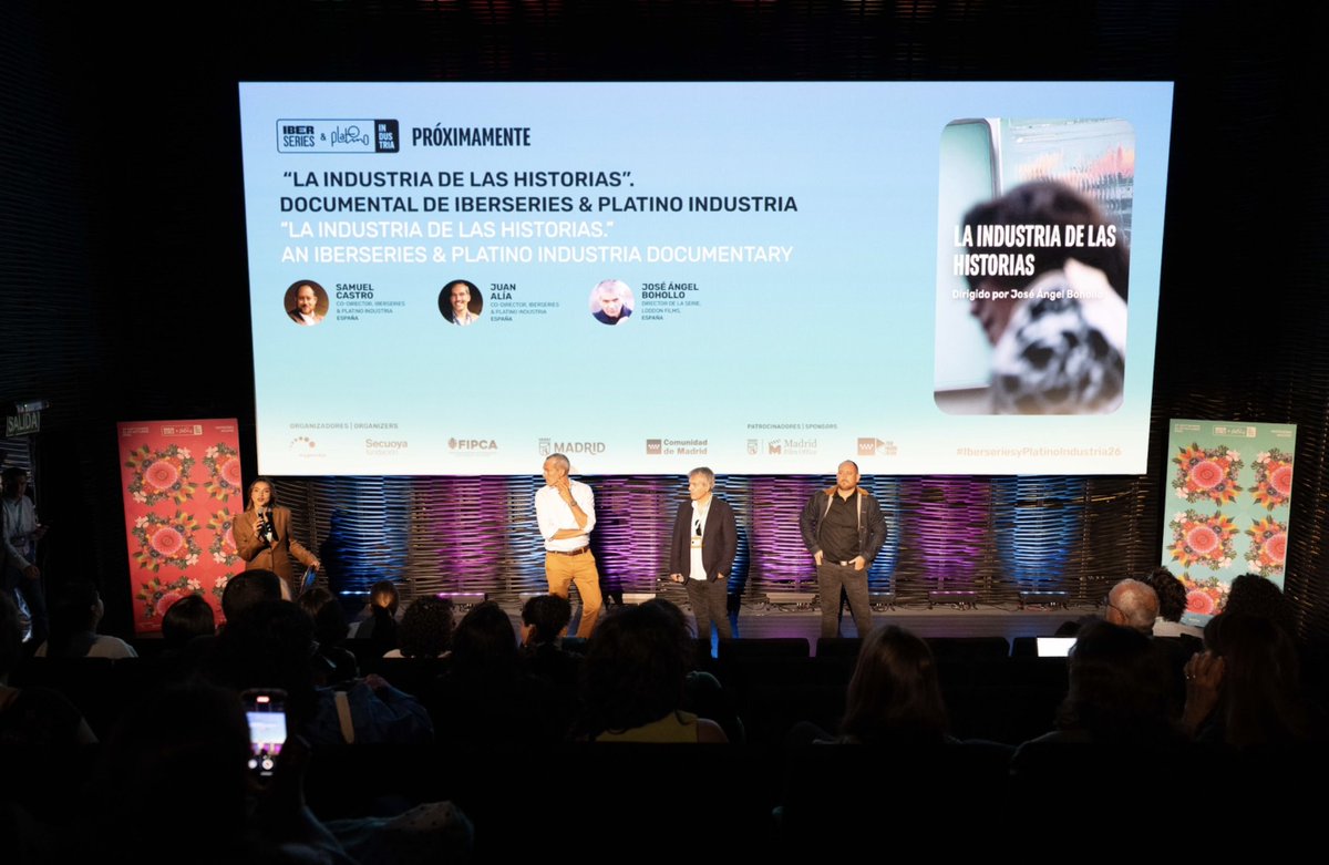 iberseries_pi's tweet photo. 🎬 Así fue la presentación de «La industria de las historias», el documental de Iberseries &amp; Platino Industria que próximamente nos adentrará en las fuerzas que moldean el audiovisual iberoamericano.

Muy pronto ✨

#IberseriesyPlatinoIndustria26 https://t.co/y5UbynmRSd