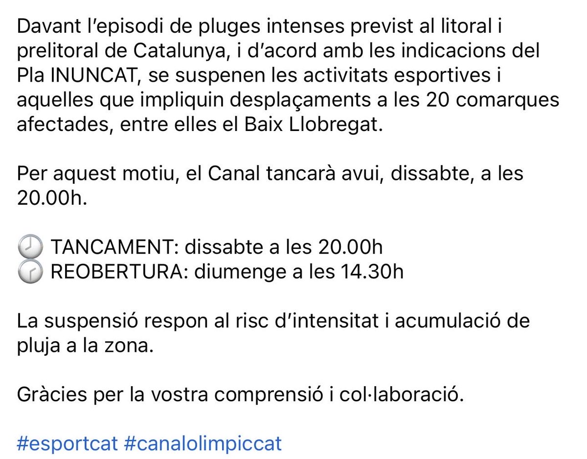 canalolimpiccat's tweet photo. 🚨AVÍS IMPORTANT🚨 https://t.co/IbmA0hvFhm