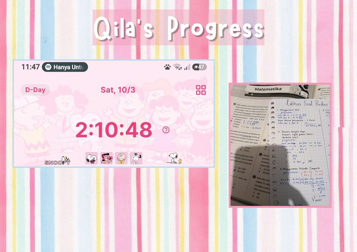 thous4ndmiles's tweet photo. #QilasProgress 031026 — My First Progress yippiee ^_____<
baru sebentaar 😅 in my first progress, aku gunakan untuk latsool bindo &amp;&amp; math ! bcs besok aku ada TO ;—;... seenggaknya punya gambaran soal lah yaa, hihi. 30 soal bindo &amp;&amp; 10 soal math https://t.co/Kg7jBCaRc4