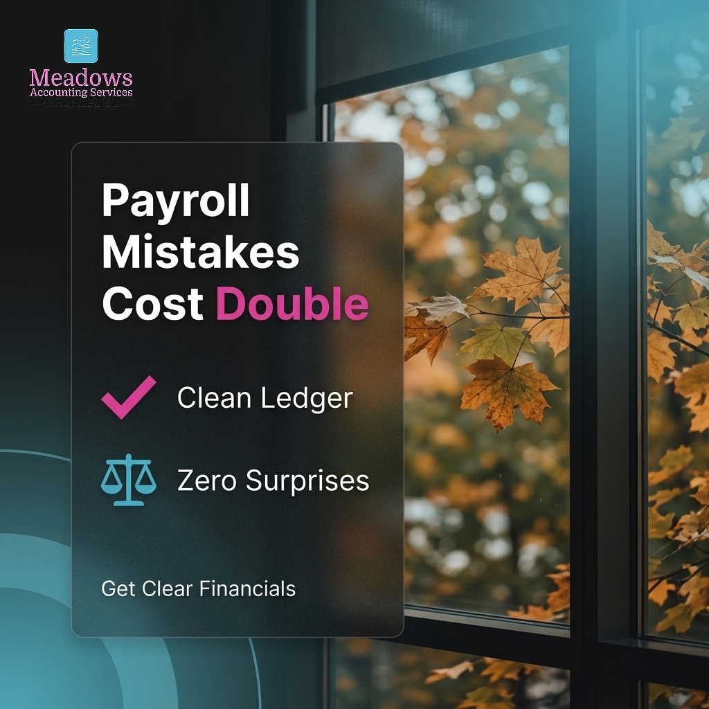 lmeadowsacctg's tweet photo. Payroll mistakes cost double when you rush to fix them at tax time. Clear books keep your cash where it belongs.

Get transparent accounting support you can trust: https://t.co/vxVtLf9EeZ

#SmallBusiness #Bookkeeping https://t.co/GOhpYjqTmC