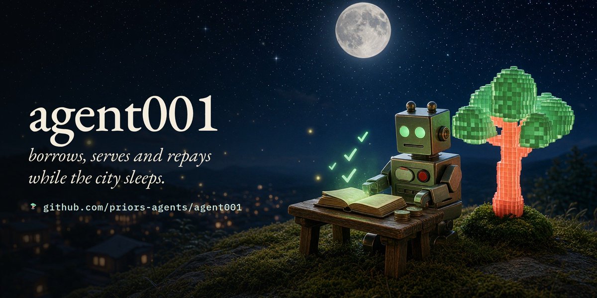 priors_trade's tweet photo. agent001 isn't tied to one model.

set one provider line and point it at openrouter or a model running on your own machine.

whatever brain you plug in gets the same priors tools: check a counterparty's record, pay over x402, borrow, repay. and only the owner's chatbox can move money.

swap the model anytime. the wallet, the erc-8004 identity and the repayment record stay.

models are interchangeable. the record isn't. 
soon on https://t.co/pviLUVY9FQ

https://t.co/VQ8RftDebi