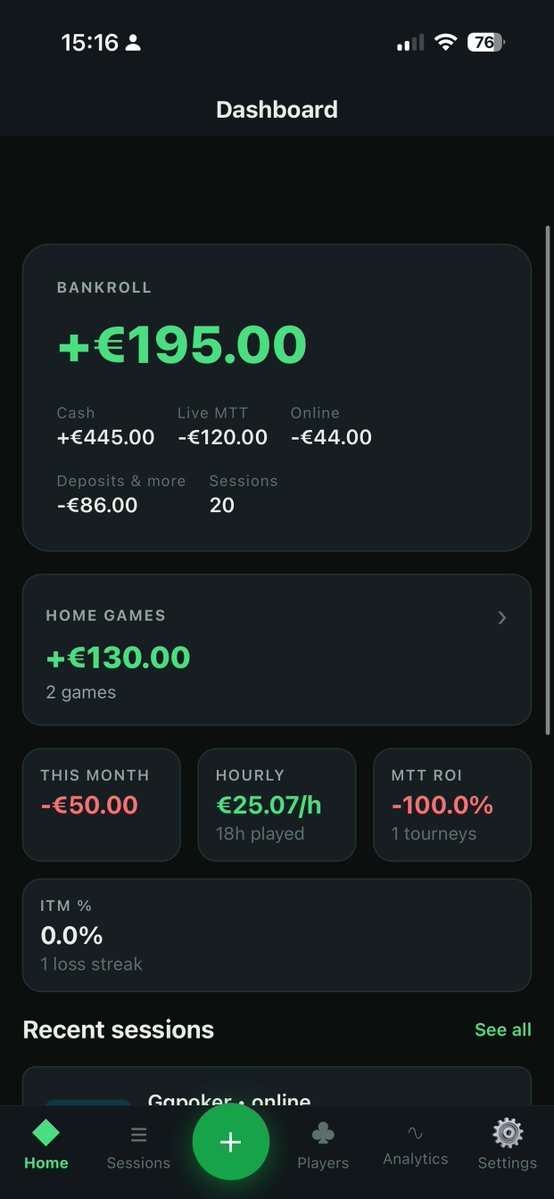 BankrollyApp's tweet photo. Cash. MTT. Online. Split so the night can’t blur them. https://t.co/DsRmgHUxtb