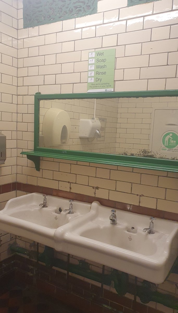 WestHampsteadNW's tweet photo. West Hampstead has public toilets.  Frankly, they’re magnificent. 🚻

Down beneath West End Green: tiled walls,fabulous old ironwork,huge ceramic basins and a resident attendant.

Free to use and cleaner than a few local establishments I could mention 😁

Have you ever been down? https://t.co/EBGfhNp1dD