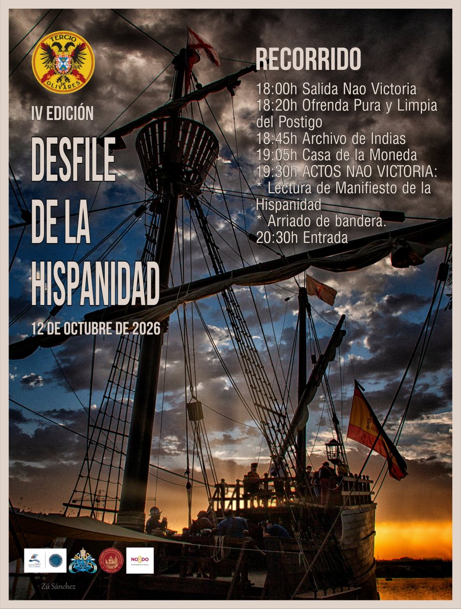 TercioOlivares's tweet photo. DESFILE DE LA HISPANIDAD
IV Edición 

❌️Muchos de vosotros nos habéis demandado información sobre los detalles del Desfile de la Hispanidad que se celebrará en #sevilla  el próximo lunes 12 de octubre

❌️Pues bien, compartimos con VVMM el cartel versión horarios y recorrido https://t.co/EZROWimiTo