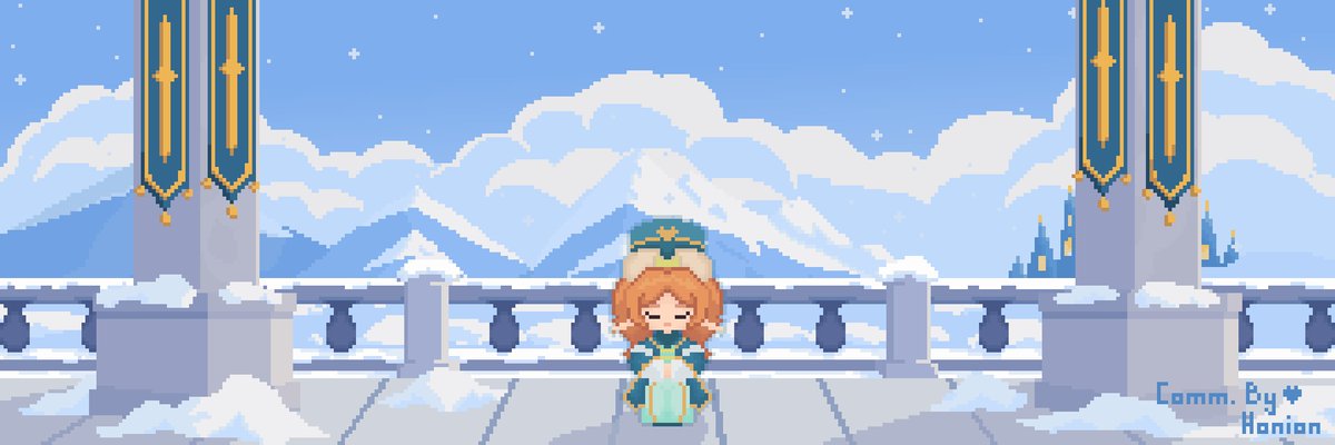 HonionArts's tweet photo. @yami_yuriko This is what I have to offer! I make pixel art banners with your oc. I make scenic, simplistic and eye banners. I also make character cards! https://t.co/zkUVrEi3lT