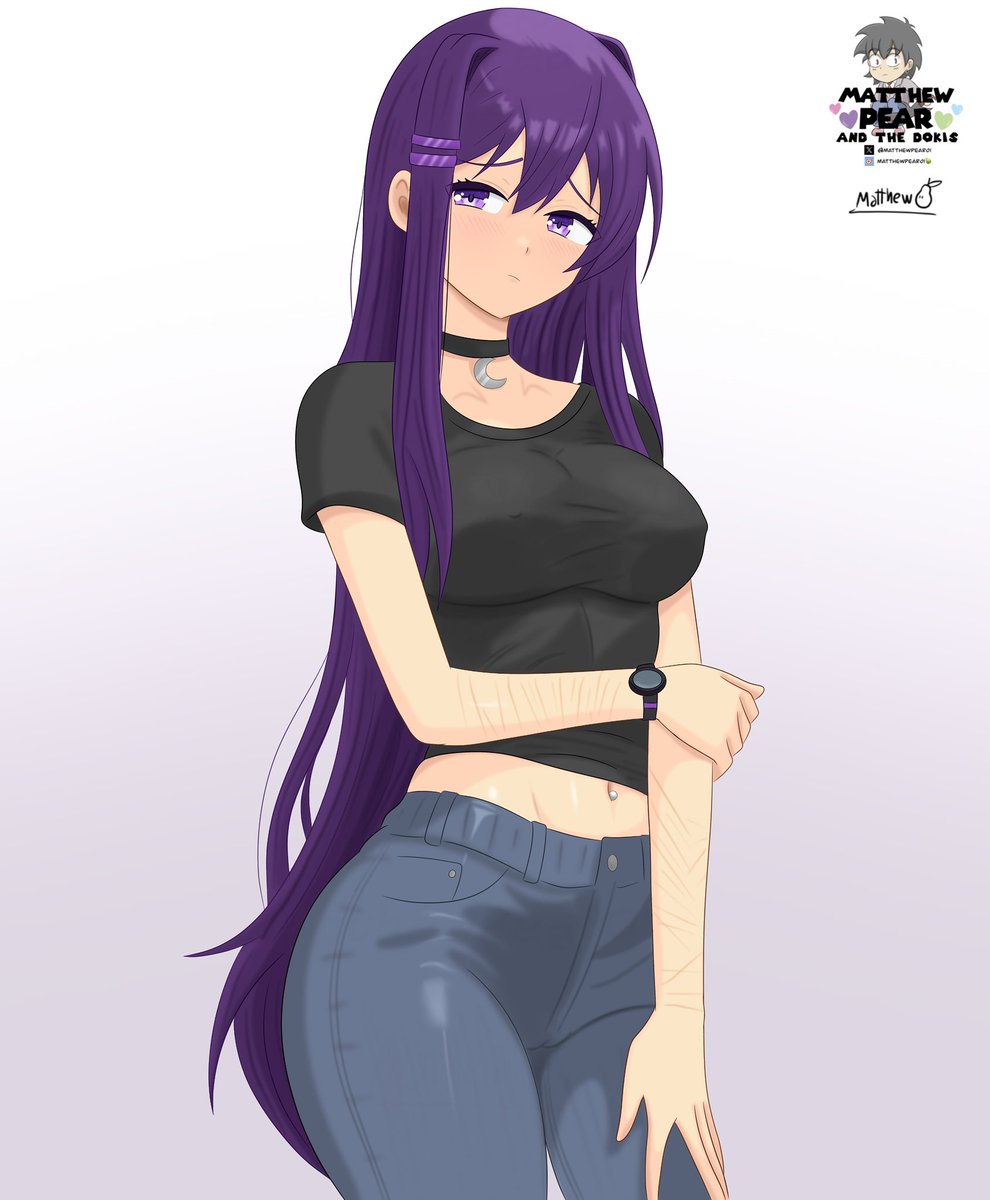 MatthewPear01's tweet photo. Finally, the complete drawing of Yuri… i just can’t stop loving it 💜💜💜 #Yuri #DDLC #DokiDokiLiteratureClub https://t.co/9iqoJEwWb4
