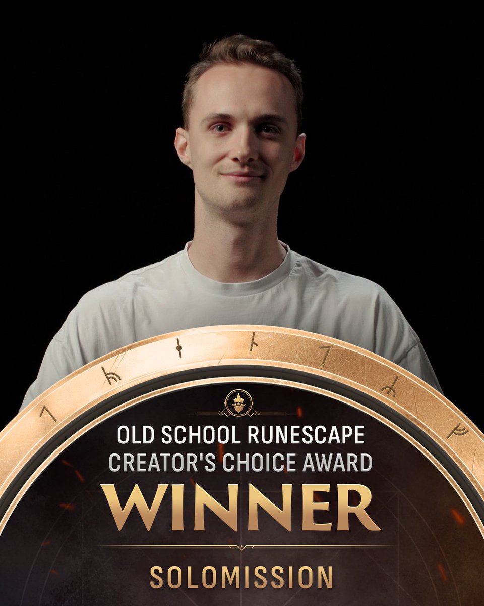 RuneFest's tweet photo. Voted for by the Creators themselves, here are your Creator's Choice Award Winners! 

Glotzfrosh takes the crown for RuneScape 👑
@SoloMission_OSR scoops the award for OSRS 🏆 https://t.co/6sNunxwZvi
