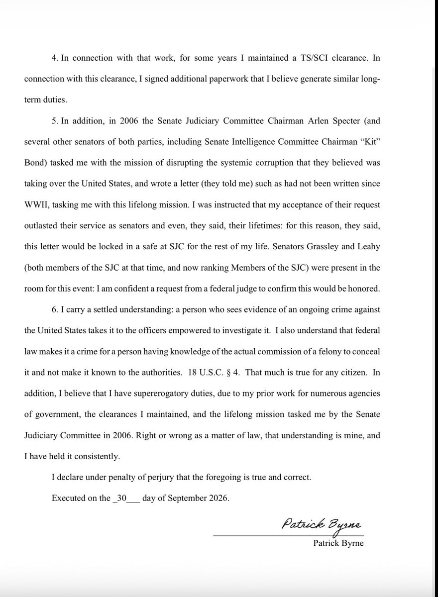 Joeoltmann's tweet photo. A declaration from @PatrickByrne. Something to document and read. Liberty Vote/ Dominion will continue the charade as long as we let them and as long as media and social platforms continue to fog the truth with their bs. 

Let me say this unequivocally. I have watched many people since 2020. Watched what they say and do and looked for those who are consistent in character. Patrick is one of the most honorable and most courageous. I hear people attack the character of others and frankly, in the beginning I drank that koolaid. I heard the “@GenFlynn bad” BS. I heard others eviscerate the character of so many… and yet, many of those were the ones I should have and now to the bitter end follow into any battle to come. 

These are Patrick’s words….