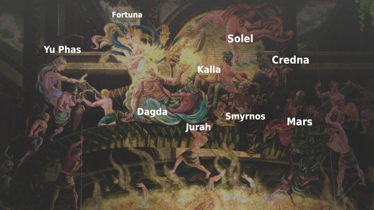 akuhopkins's tweet photo. Fun fact: all of the gods from the Dagdan pantheon are present on the cauldron mural in Ahm Lu https://t.co/3fxVsFLa2n