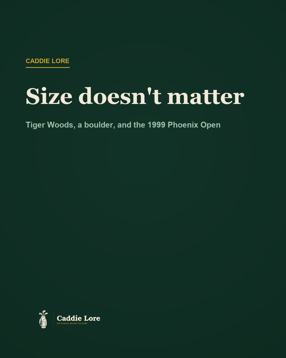caddielore's tweet photo. Strange golf rules? A boulder estimated at a ton can be a loose impediment. 1999 Phoenix Open: Tiger Woods's ball stopped beside one. The official checked underneath. Not embedded, so size doesn't matter. Fans moved it. Birdie. Under today's rules, legal. https://t.co/RfjthU10nx