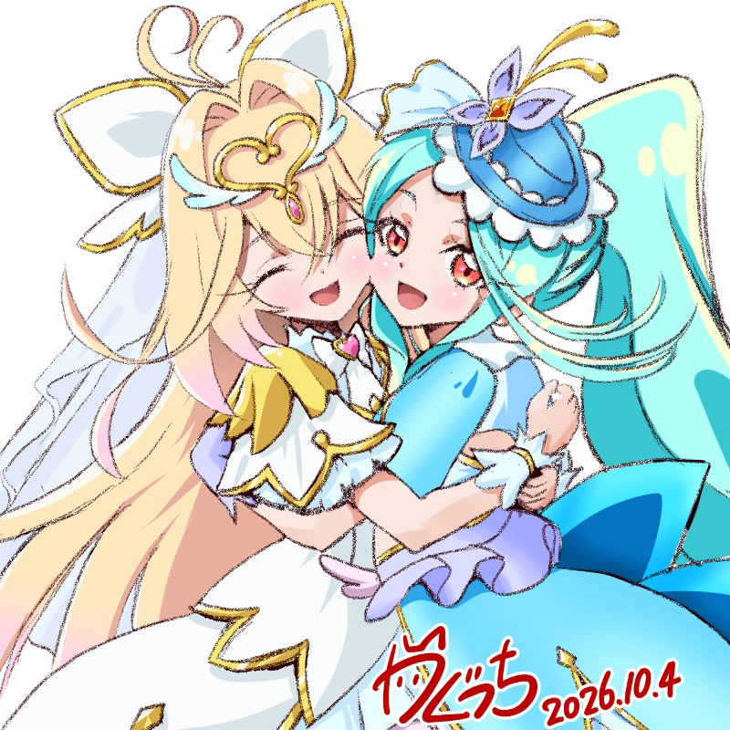 kagutsuchi_'s tweet photo. たまにはイラストレーターだということを自覚するためのお絵描き…！
名探偵プリキュア！から、ずっと描きたかった #るるくれ #くれるる を描きました。
ざっとしたラフに着色しただけですけど…😂💦
ハグしてる二人…てぇてぇ・・・🥰 https://t.co/RREQ0wQGRH