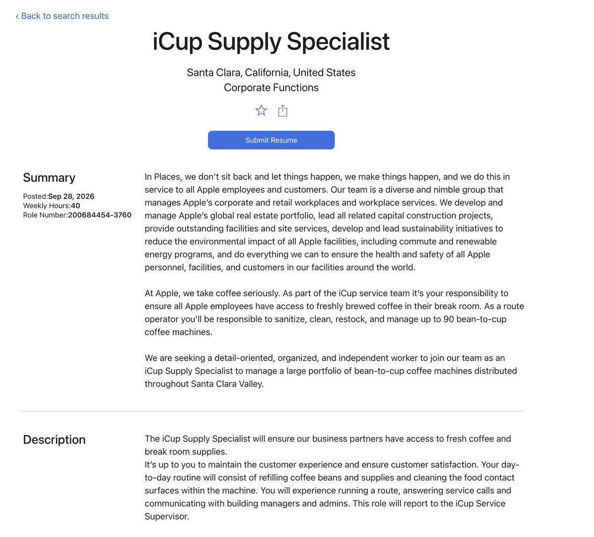aaronp613's tweet photo. TIL Apple has a coffee team called iCup

"At Apple, we take coffee seriously. As part of the iCup service team it’s your responsibility to ensure all Apple employees have access to freshly brewed coffee in their break room." https://t.co/J57ozm3Mbi