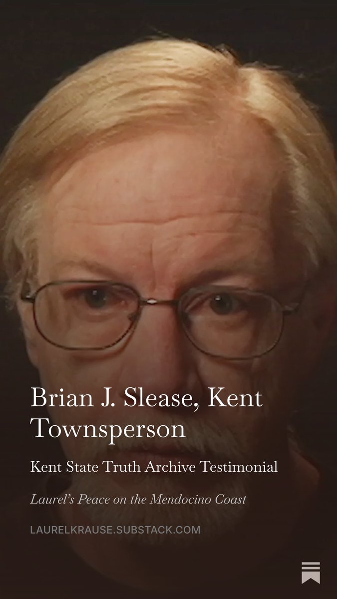 KentStateTruth's tweet photo. In this Kent State Testimonial, Brian Slease discusses his junior year in high school living in Kent on May 4, 1970 #KentState massacre and how when he returned to Kent in the early morning hours of May 4th he “could not get back in town.” https://t.co/T6jlvU0D9A @MendoCoast  ☮️ https://t.co/LtbUfMWAlL