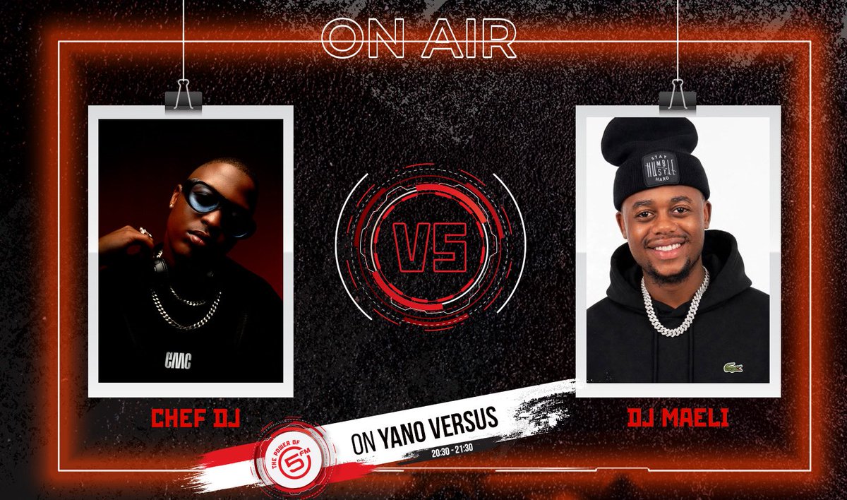 5FM's tweet photo. Chef DJ returning for the 3rd time on #Yanoversus. He is going against DJ Maeli. Who will be taking it home? Make sure to tune in at 20:30 and vote for your fav DJ! @dj_tshepi_ https://t.co/N4JkwBK9yo