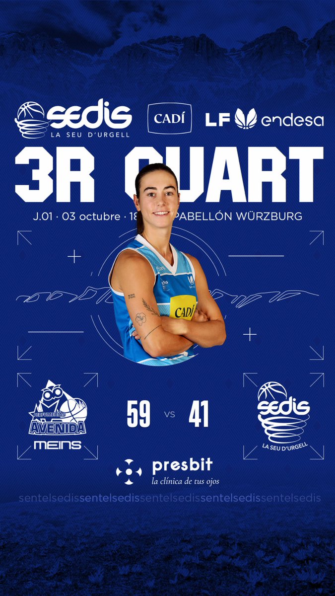 sedisbasquet's tweet photo. J01 #LFEndesa I 3Q

🟩🟦 @CBAvenida 59
🟦⬜️ @sedisbasquet 41

📍 Würzburg-Silvia Domínguez
📺 @Siroko_TV @MovistarPlus 

#sentelsedis🏔🏀 https://t.co/U8lQmcU0tt
