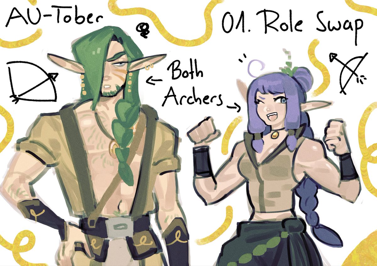 Elf_pixels's tweet photo. AU-Tober Day 1: Role Swap

Aru and Lucy are both Archers but I thought it would be sweet to introduce them in their natural state¿ 💚💜 https://t.co/GNNnl32i9t