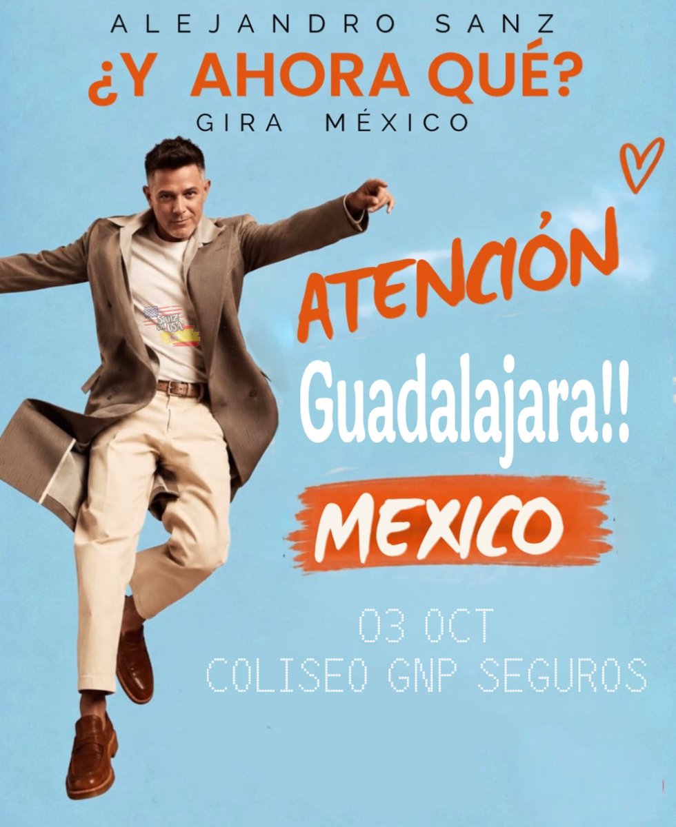 SANZenUSA's tweet photo. Hoy Guadalajara tiene una cita con @AlejandroSanz no te lo puedes perder 🤩🤩
#alejandrosanz #sanzenusa #sanz #fams https://t.co/PAWj4FhOBT