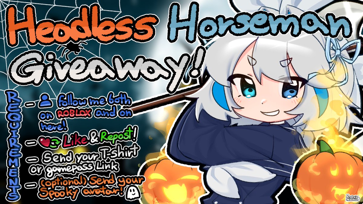 AndreaNaeko's tweet photo. It's that time of the year! but this time... 🪓

I'm giving away HEADLESS HORSEMAN! check out the requirements in the image to enter the Giveaway, 1 winner, ends @ Oct. 12th. 🎃🔥 #rkgk https://t.co/MxAcQSvyYM